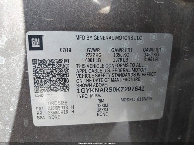 1GYKNARS0KZ297641 Cadillac Xt5 Standard
