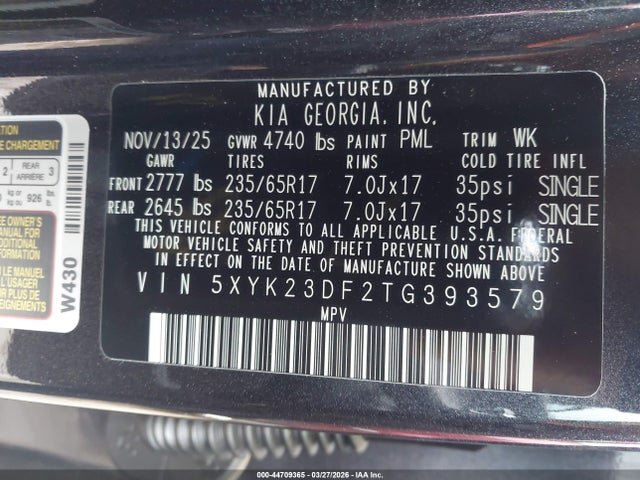 Продажа на аукционе авто 2026 Kia Sportage Lx, vin: 5XYK23DF2TG393579, номер лота: 44709365