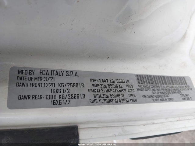 ZFBHRFAB8M6U36242 RAM Promaster City Tradesman