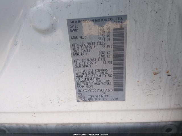 5N1AT2MV7GC792763 Nissan Rogue Sl