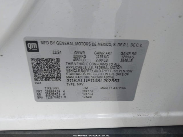 Продажа на аукционе авто 2025 Gmc Terrain Awd Elevation, vin: 3GKALUEG4SL202553, номер лота: 44709408