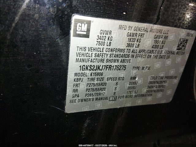 Aukcja sprzedaży 2015 Gmc Yukon Xl 1500 Denali, vin: 1GKS2JKJ7FR176275, numer aukcji: 44709417