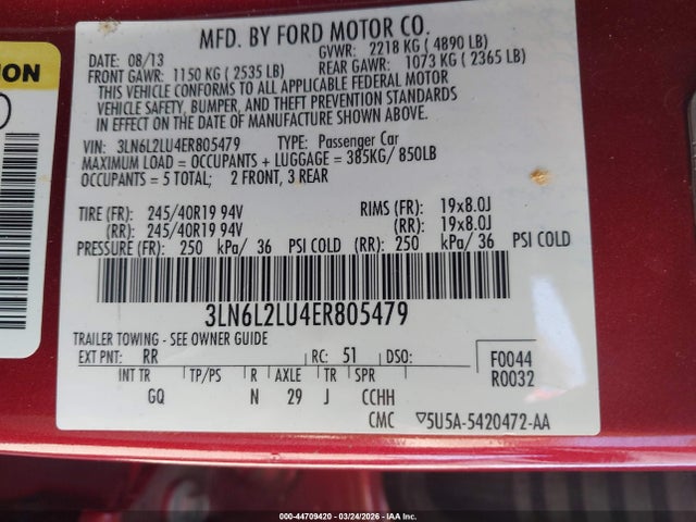 3LN6L2LU4ER805479 Lincoln MKZ HYBRID