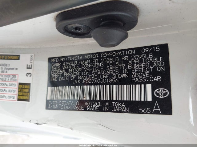 44709434 :رقم المزاد ، JTKJF5C7XGJ018561 vin ، 2016 Scion Tc مزاد بيع