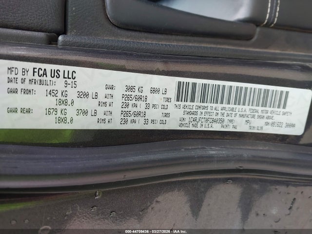 1C4RJFCT0FC840350 Jeep Grand Cherokee Overland