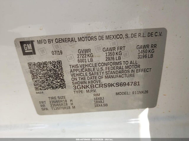 Chevrolet Blazer 2019 3GNKBCRS9KS694781 Image 9
