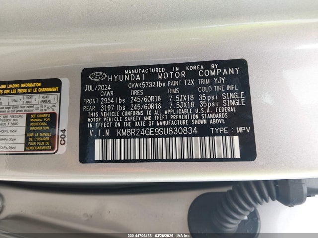 Aukcja sprzedaży 2025 Hyundai Palisade Sel, vin: KM8R24GE9SU830834, numer aukcji: 44709488