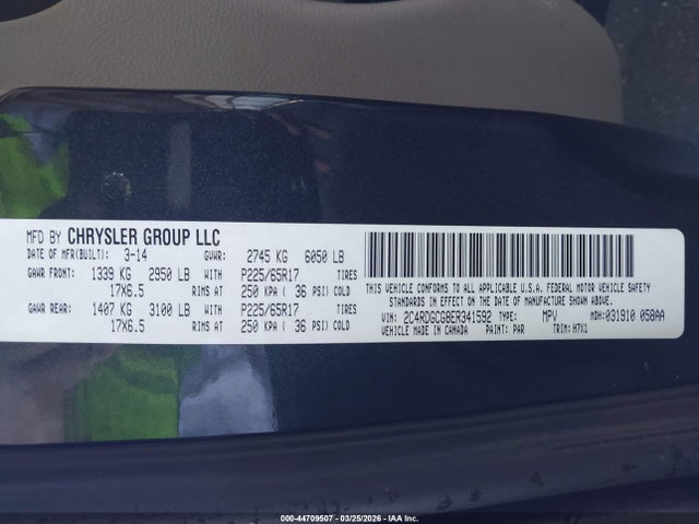 Dodge Grand Caravan Sxt/sxt 30th Anniversary 2014 2C4RDGCG8ER341592 Image 9