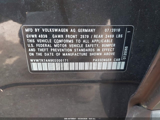 Aukcja sprzedaży 2019 Volkswagen Arteon 2.0t Sel Premium R-line, vin: WVWTR7AN9KE000171, numer aukcji: 44709541