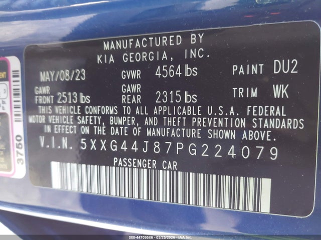 Продаж на аукціоні авто 2023 Kia K5 Gt, vin: 5XXG44J87PG224079, номер лоту: 44709586