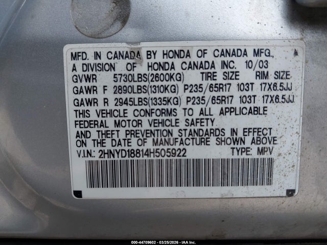 2004 ACURA MDX 2HNYD18814H505922 Photo 8