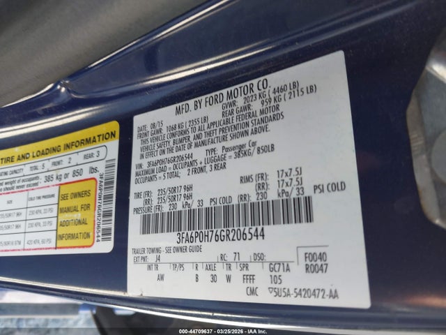 2016 FORD FUSION 3FA6P0H76GR206544 Photo 8