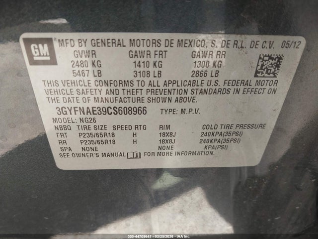 2012 CADILLAC SRX 3GYFNAE39CS608966 Photo 8