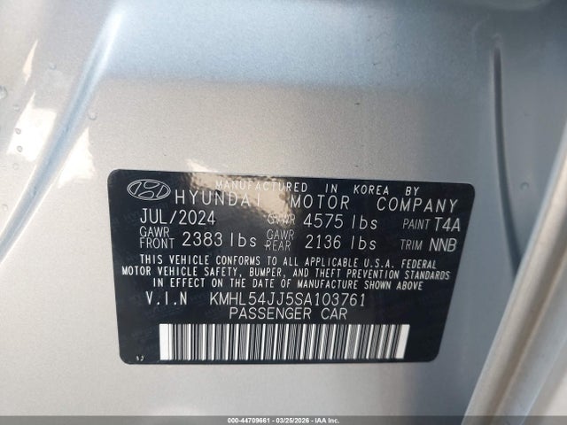KMHL54JJ5SA103761 Hyundai Sonata Hybrid Limited