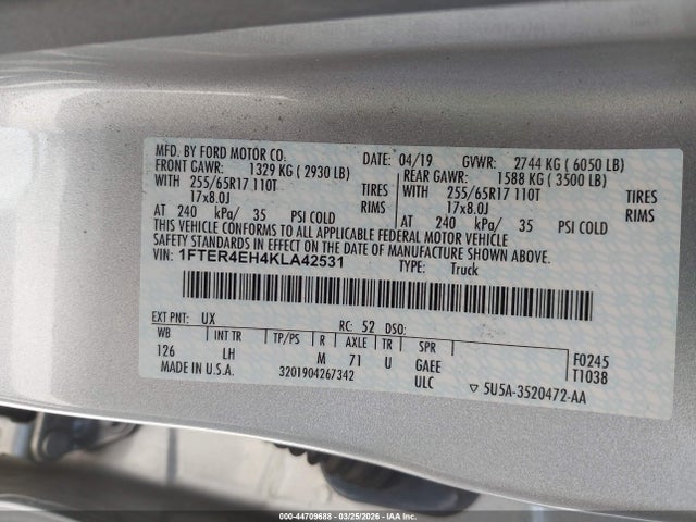 2019 FORD RANGER 1FTER4EH4KLA42531 Photo 8