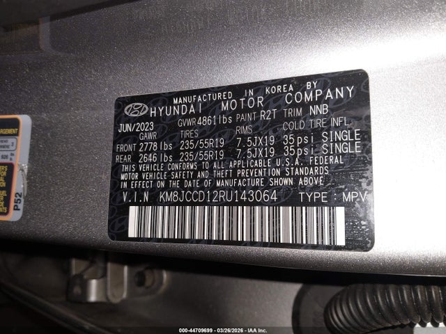 KM8JCCD12RU143064 Hyundai Tucson Hybrid Sel Convenience