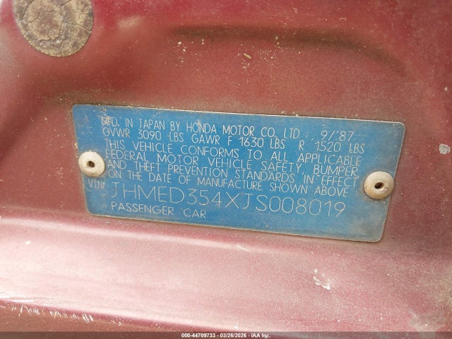 Продажа на аукционе авто 1988 Honda Civic 1.5 Dx, vin: JHMED354XJS008019, номер лота: 44709733
