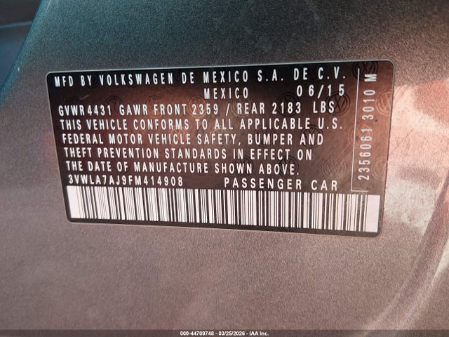 2015 VOLKSWAGEN JETTA 3VWLA7AJ9FM414908 Photo 8
