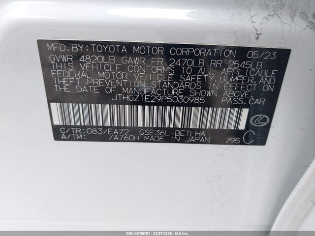 2023 Lexus Is 350 F Sport მანქანა იყიდება აუქციონზე, vin: JTHGZ1E29P5030985, აუქციონის ნომერი: 44709761
