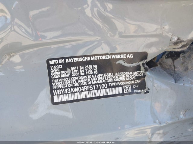 2024 BMW I4 WBY43AW04RFS17100 Photo 8