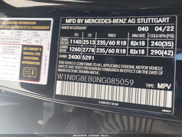 W1N0G8EB0NG085059 Mercedes-Benz Glc 300 4matic Suv