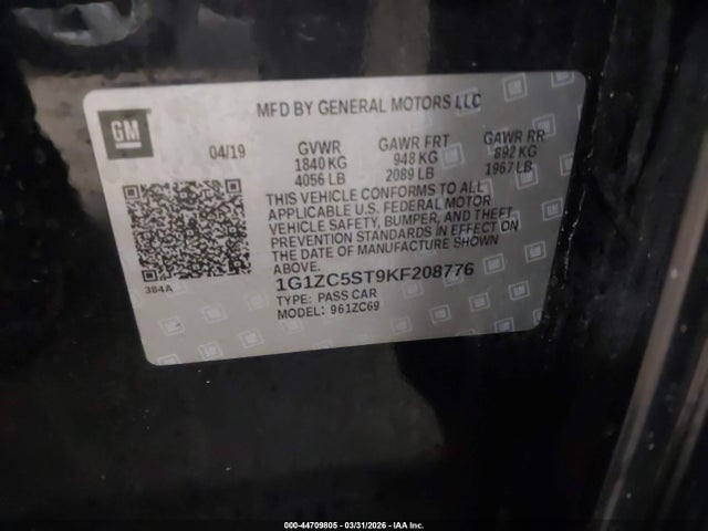 Chevrolet Malibu 1fl 2019 1G1ZC5ST9KF208776 Image 9