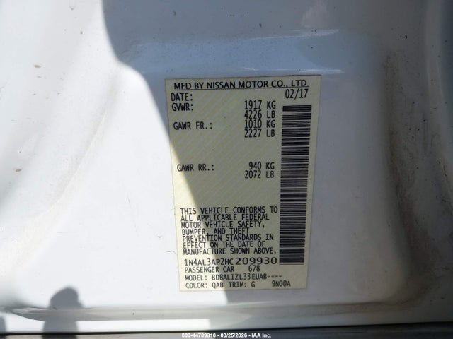 2017 NISSAN ALTIMA 1N4AL3AP2HC209930 Photo 8