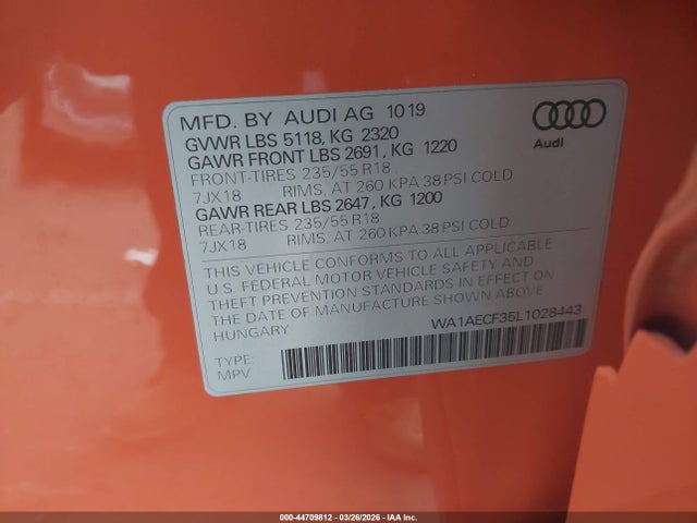 2020 AUDI Q3 WA1AECF35L1028443 Photo 8