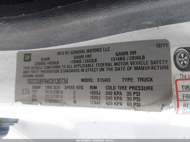 Продаж на аукціоні авто 2012 Chevrolet Colorado Work Truck, vin: 1GCCSBF94C8130734, номер лоту: 44709816