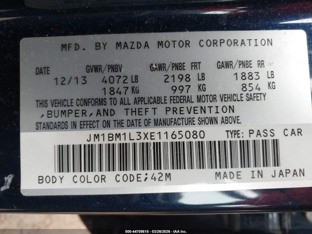 JM1BM1L3XE1165080 Mazda Mazda3 S Touring