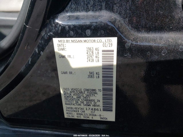 Nissan Altima 2.5 Sl 2019 1N4BL4EV5KC174861 Image 9