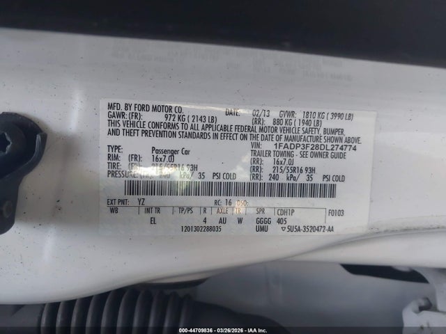 Aukcja sprzedaży 2013 Ford Focus Se, vin: 1FADP3F28DL274774, numer aukcji: 44709836
