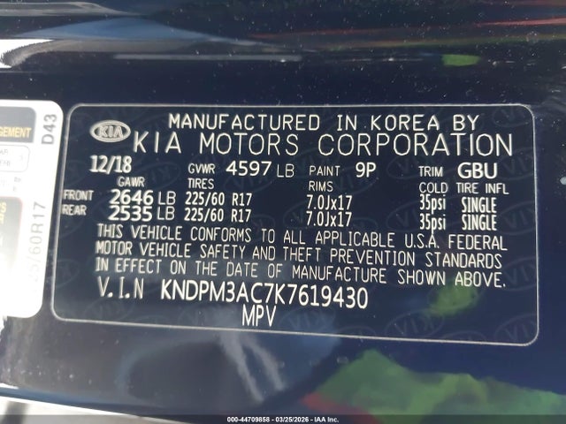 KIA Sportage Lx 2019 KNDPM3AC7K7619430 Image 9