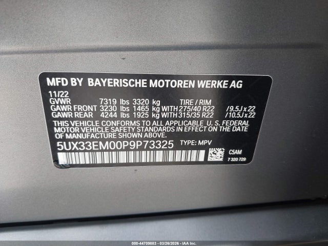 2023 BMW X7 5UX33EM00P9P73325 Photo 8