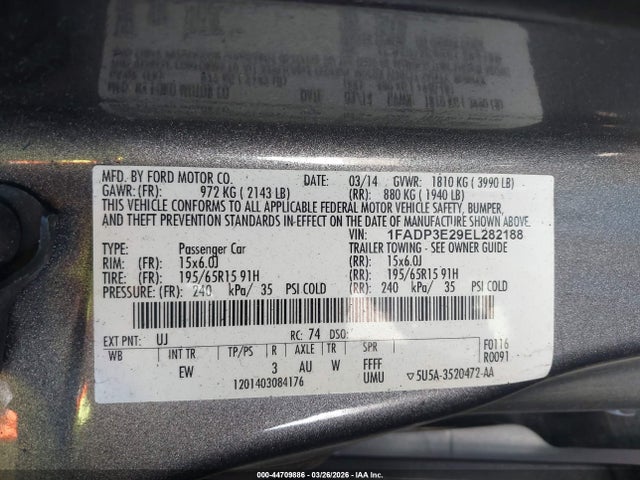 2014 FORD FOCUS 1FADP3E29EL282188 Photo 8