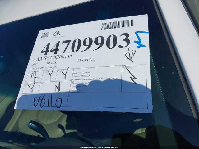 Продажа на аукционе авто 2007 Buick Lucerne Cxl, vin: 1G4HD57207U164651, номер лота: 44709903