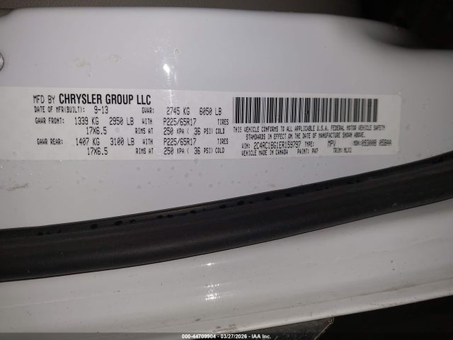 Продажа на аукционе авто 2014 Chrysler Town & Country Touring, vin: 2C4RC1BG1ER159797, номер лота: 44709904