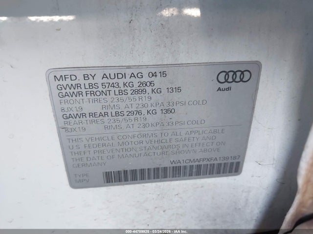 2015 AUDI Q5 WA1CMAFPXFA139187 Photo 8