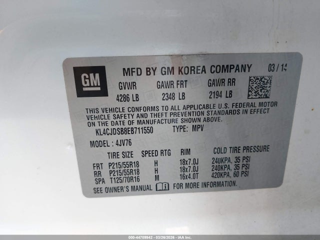 Продажа на аукционе авто 2014 Buick Encore Premium, vin: KL4CJDSB8EB711550, номер лота: 44709942