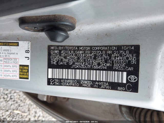 2015 TOYOTA PRIUS JTDKN3DU7F1884594 Photo 8