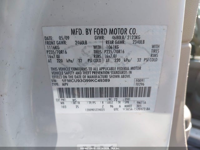2009 FORD ESCAPE 1FMCU93G99KC49389 Photo 8