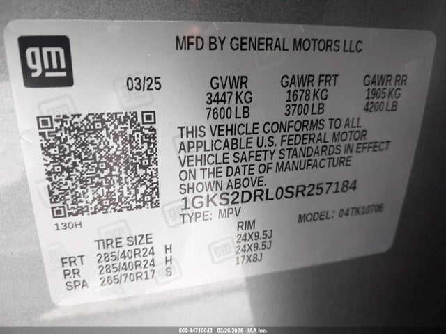 1GKS2DRL0SR257184 GMC Yukon 4wd Denali