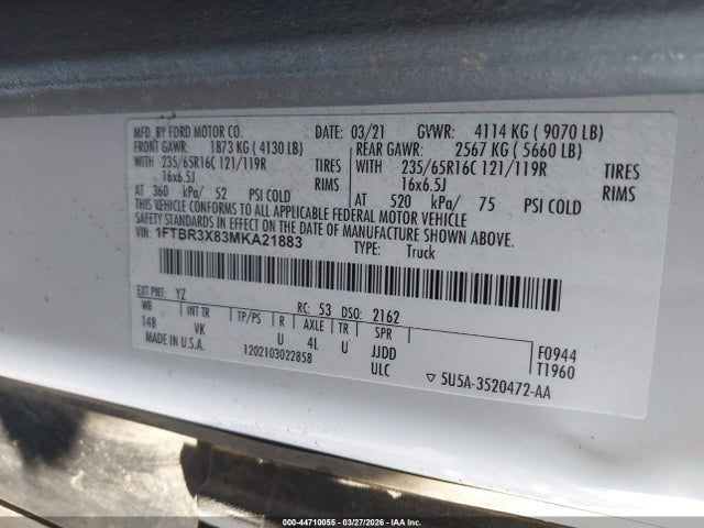 Ford Transit-250 Cargo Van 2021 1FTBR3X83MKA21883 Image 9