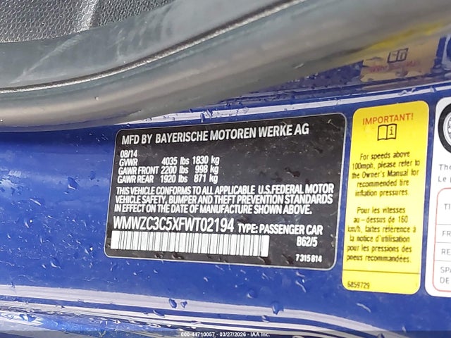 2015 Mini Countryman Cooper S მანქანა იყიდება აუქციონზე, vin: WMWZC3C5XFWT02194, აუქციონის ნომერი: 44710057