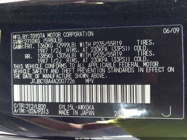 2010 LEXUS RX 450H JTJBC1BA4A2007726 Photo 8