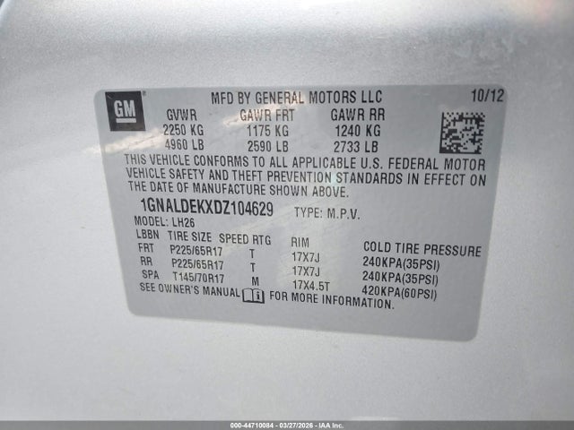 Продаж на аукціоні авто 2013 Chevrolet Equinox 1lt, vin: 1GNALDEKXDZ104629, номер лоту: 44710084