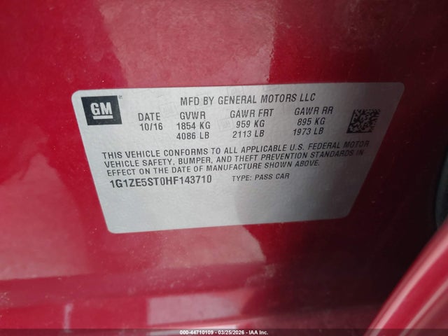 2017 CHEVROLET MALIBU 1G1ZE5ST0HF143710 Photo 8