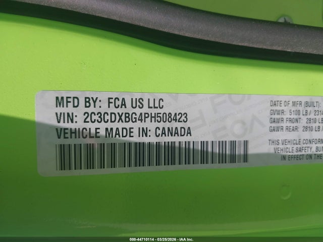 Продажа на аукционе авто 2023 Dodge Charger Sxt, vin: 2C3CDXBG4PH508423, номер лота: 44710114