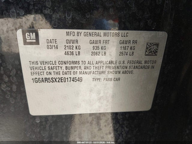 2014 Cadillac Cts Luxury მანქანა იყიდება აუქციონზე, vin: 1G6AR5SX2E0174549, აუქციონის ნომერი: 44710123