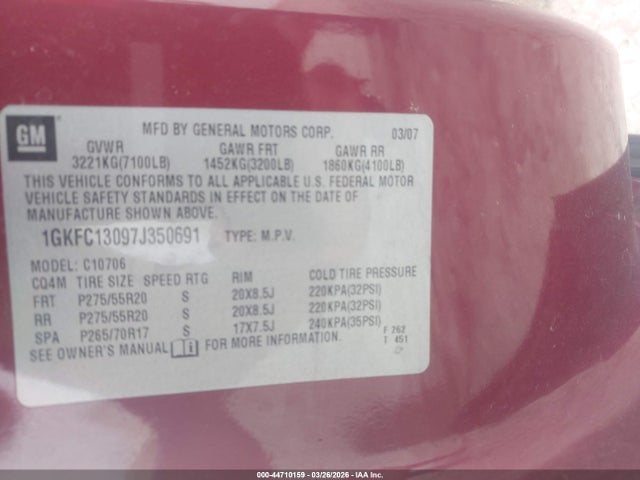 2007 GMC YUKON 1GKFC13097J350691 Photo 8